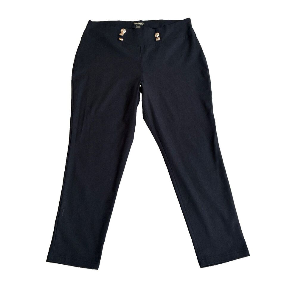 Like An Angel Plus Sz 3X high-waisted sailor trousers Gold Tone Button Pants